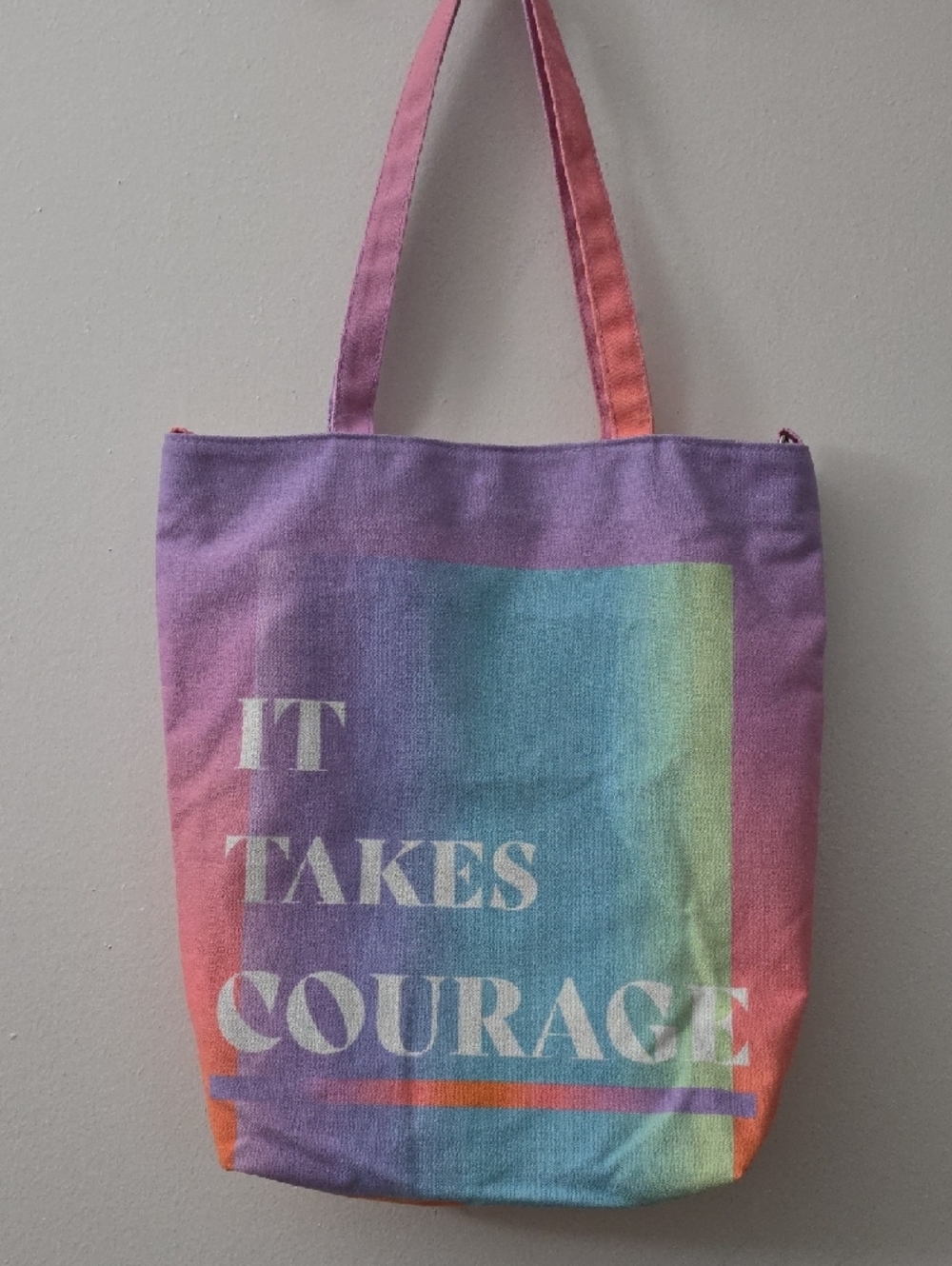 BP. Be Proud Canvas Tote Bag - Purple Multi "It Takes Courage" NWT